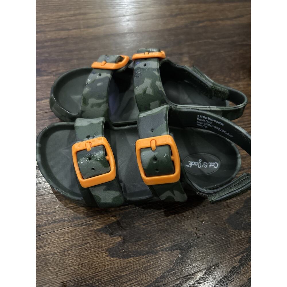 Cat & Jack Camouflage Sandals with Orange Buckles